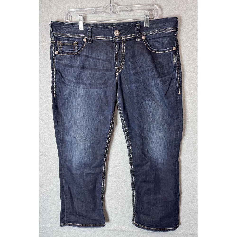 Silver Jeans Co Jeans Womens 30 Blue Suki Capri Stretch‎ Contrast Stitch Denim